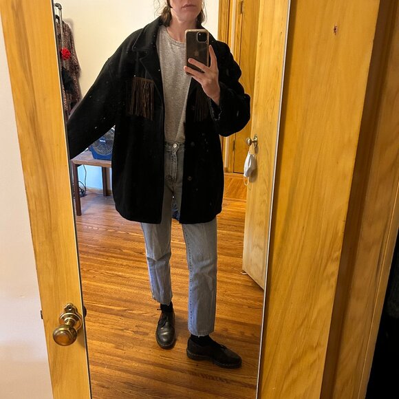 Rad vintage wool coat with suede fringe - Picture 4 of 5